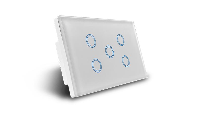 Smart Wifi Light Switch 5 Gang - Frost White