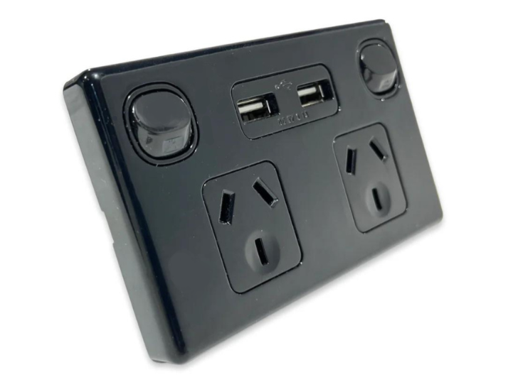 Original Double GPO Double USB (Black)